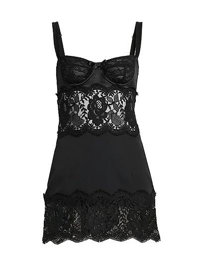 Lace Silk-Blend Minidress