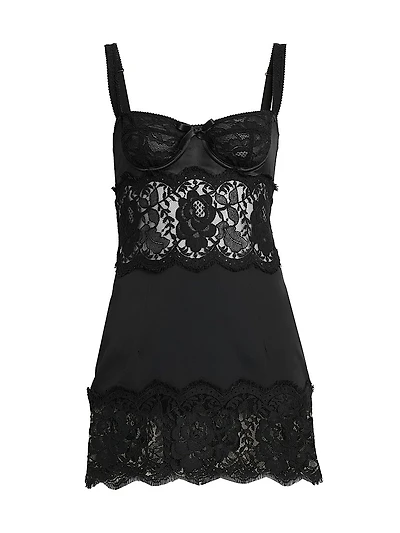 Lace Silk-Blend Minidress