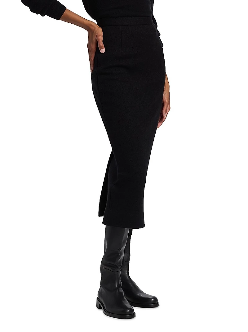 Woolen Pencil Midi-Skirt