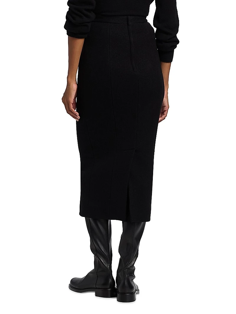 Woolen Pencil Midi-Skirt