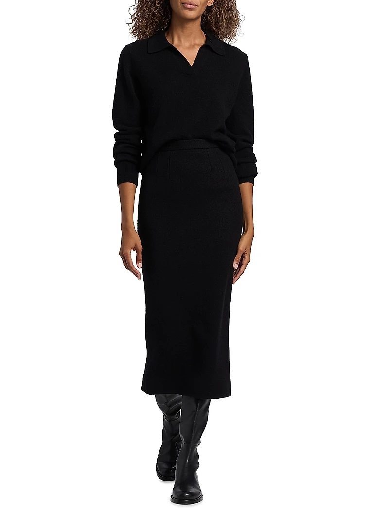 Woolen Pencil Midi-Skirt