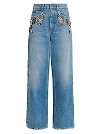 Embellished Wide-Leg Jeans