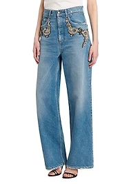 Embellished Wide-Leg Jeans
