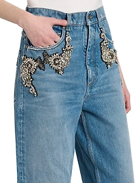 Embellished Wide-Leg Jeans