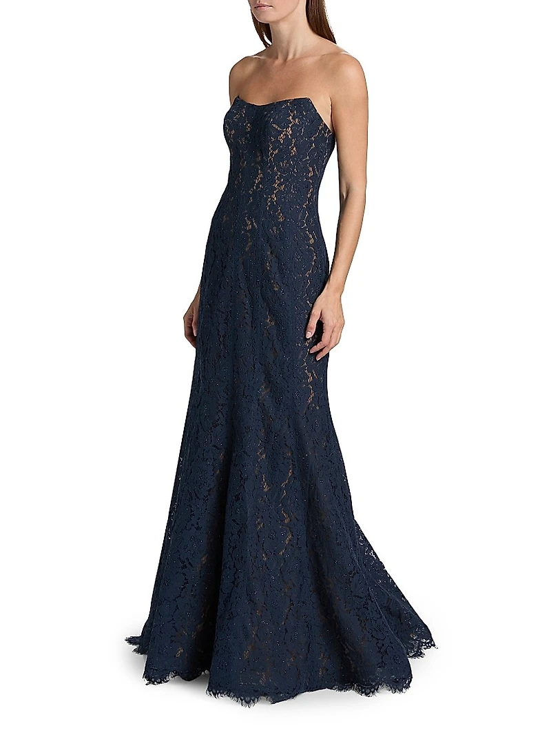 Strapless Lace Mermaid Gown