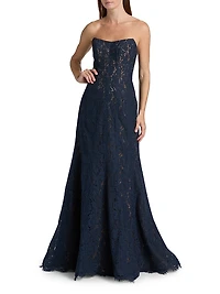 Strapless Lace Mermaid Gown