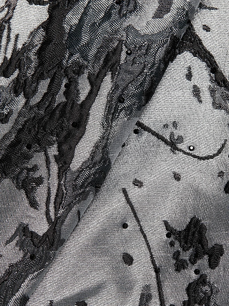 Gathered Brocade Strapless A-Line Gown