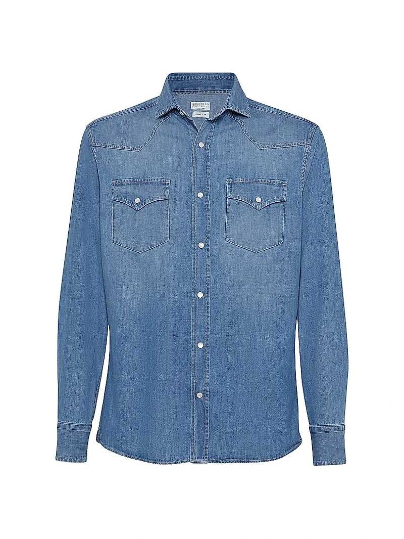 Lightweight Denim Easy Fit Western Shirt