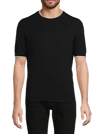 Cotton-Cashmere Short-Sleeve Slim-Fit Sweater