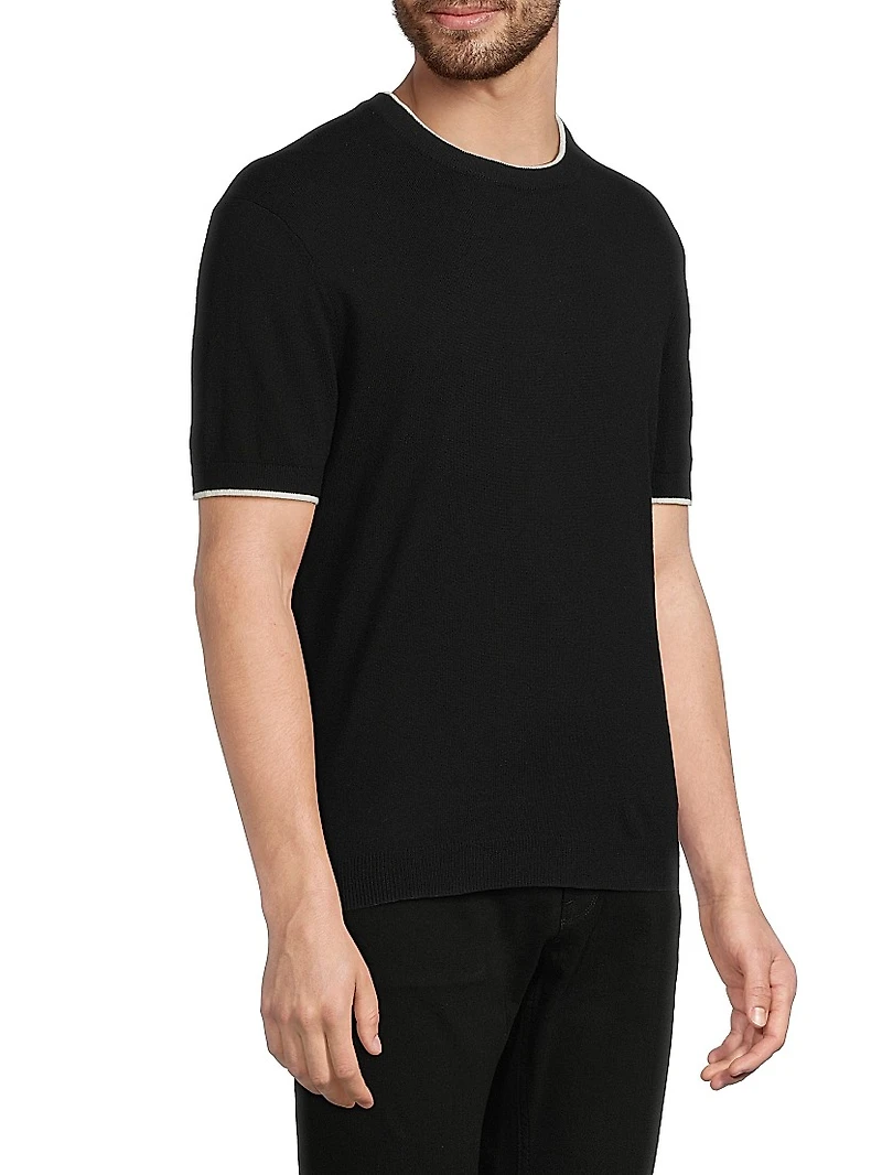 Cotton-Cashmere Short-Sleeve Slim-Fit Sweater