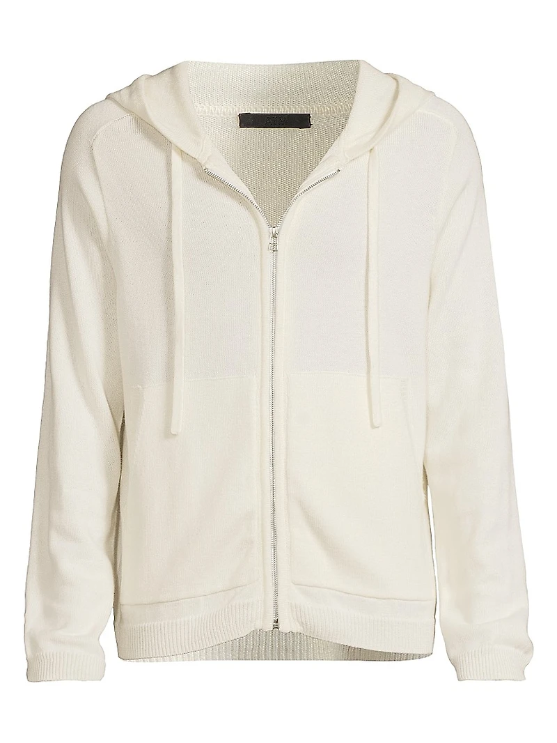 Cotton-Cashmere Zip-Front Hoodie