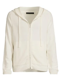 Cotton-Cashmere Zip-Front Hoodie