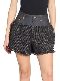Mixed-Media Tweed Shorts