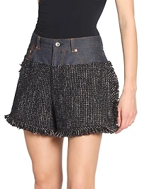 Mixed-Media Tweed Shorts