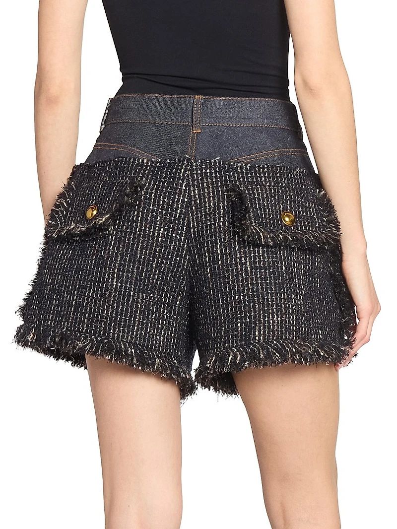 Mixed-Media Tweed Shorts