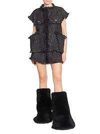 Mixed-Media Tweed Shorts