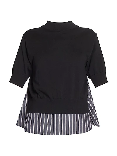 Cotton Poplin Knit Sweater