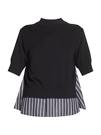 Cotton Poplin Knit Sweater