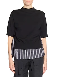 Cotton Poplin Knit Sweater