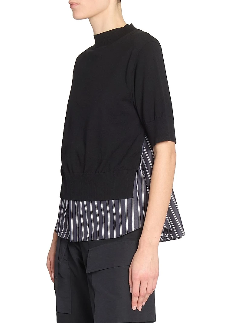 Cotton Poplin Knit Sweater