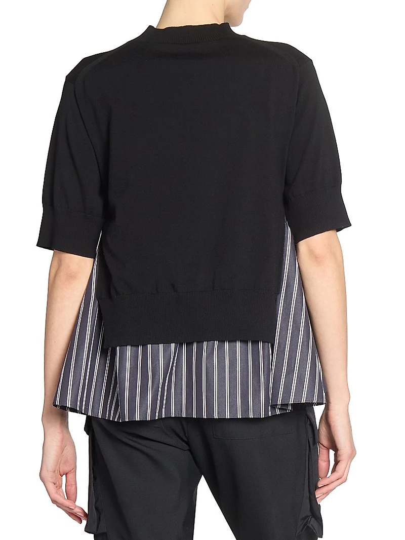 Cotton Poplin Knit Sweater
