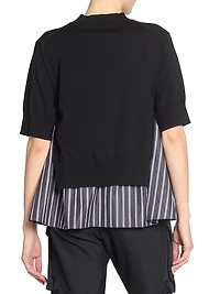 Cotton Poplin Knit Sweater