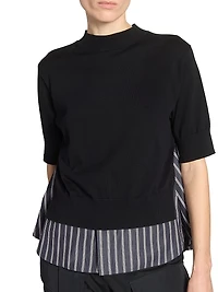 Cotton Poplin Knit Sweater