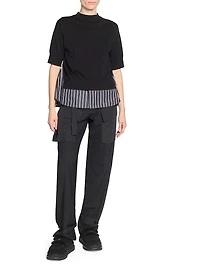 Cotton Poplin Knit Sweater