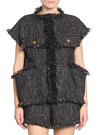 Wool-Blend Tweed Short-Sleeve Jacket