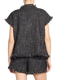 Wool-Blend Tweed Short-Sleeve Jacket