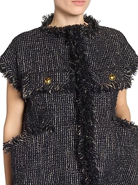Wool-Blend Tweed Short-Sleeve Jacket