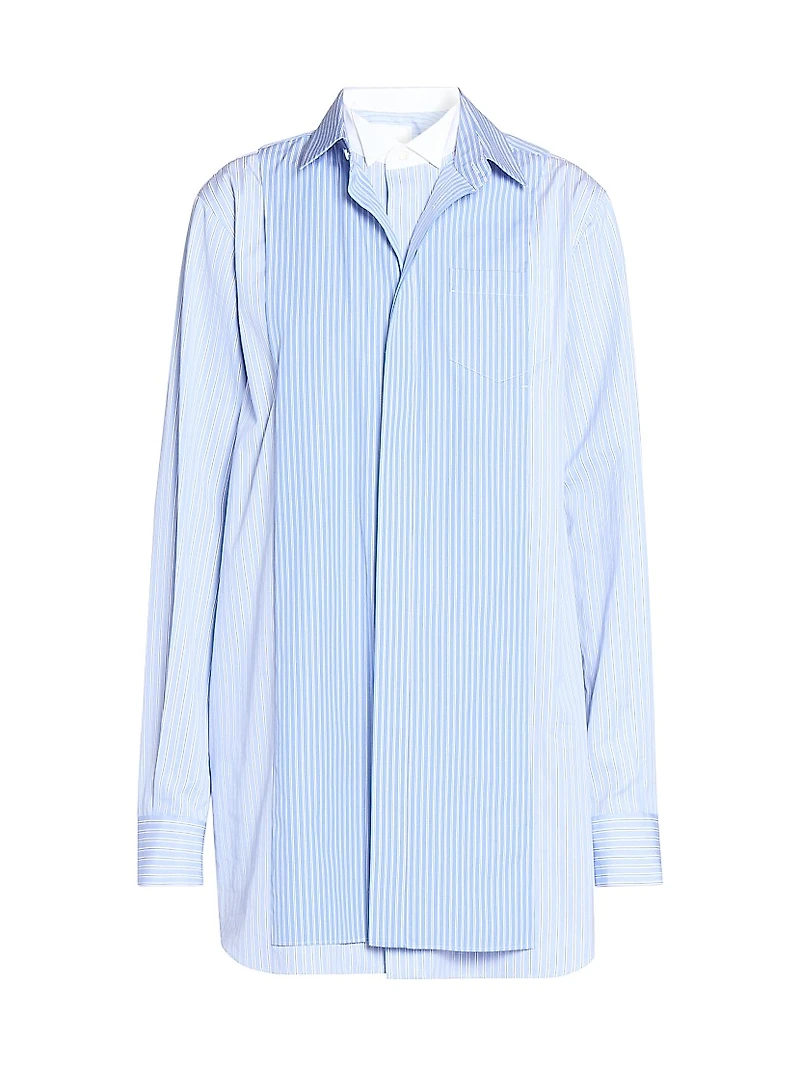 Striped Poplin Mini Shirtdress