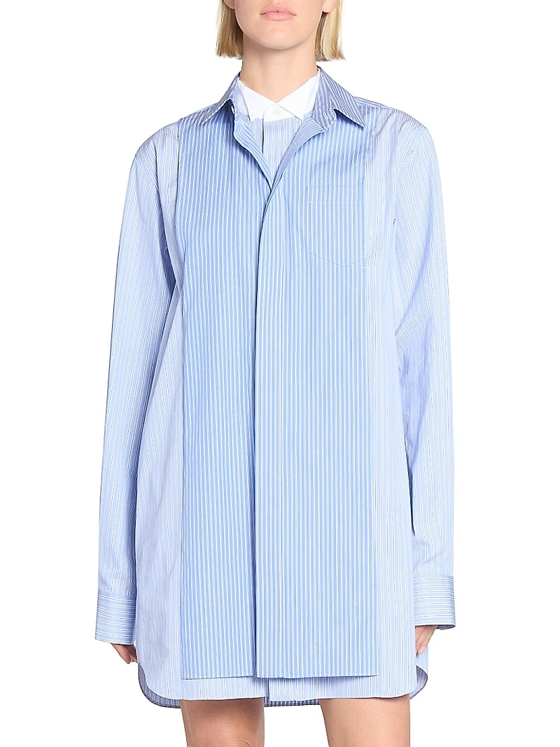 Striped Poplin Mini Shirtdress