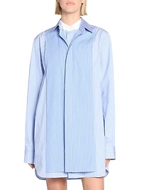 Striped Poplin Mini Shirtdress