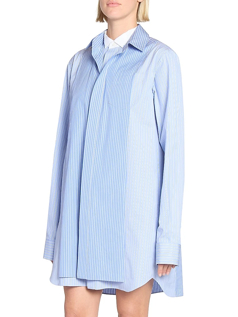 Striped Poplin Mini Shirtdress