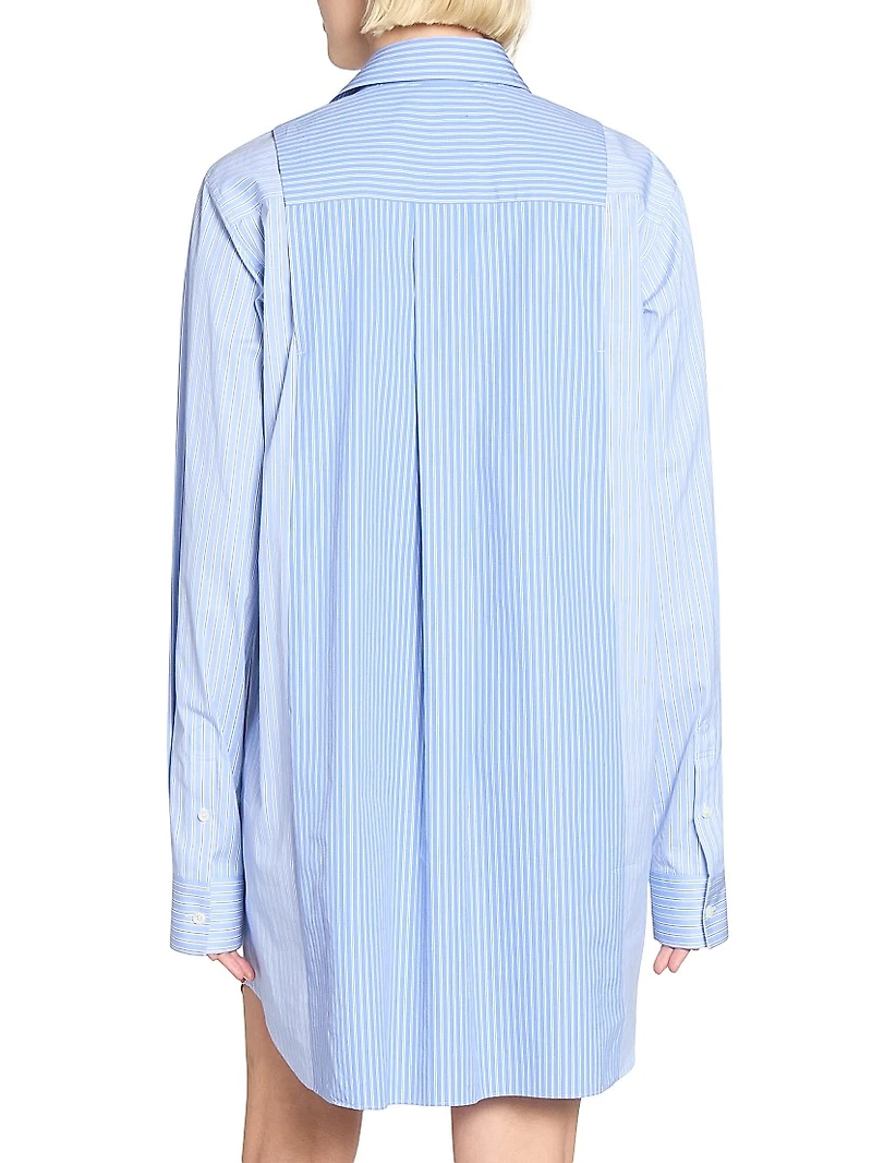 Striped Poplin Mini Shirtdress