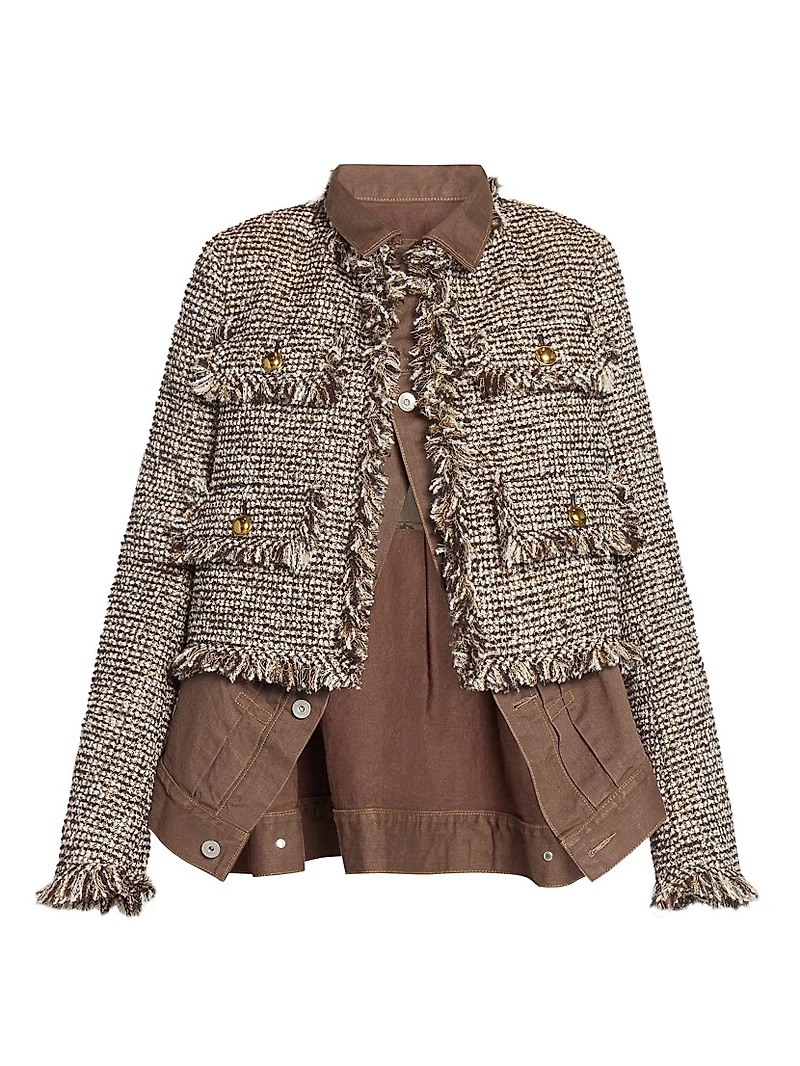 Wool-Blend Layered Tweed Jacket