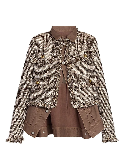 Wool-Blend Layered Tweed Jacket
