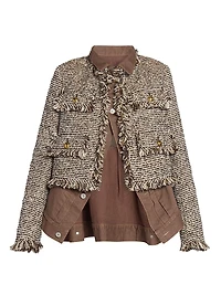 Wool-Blend Layered Tweed Jacket
