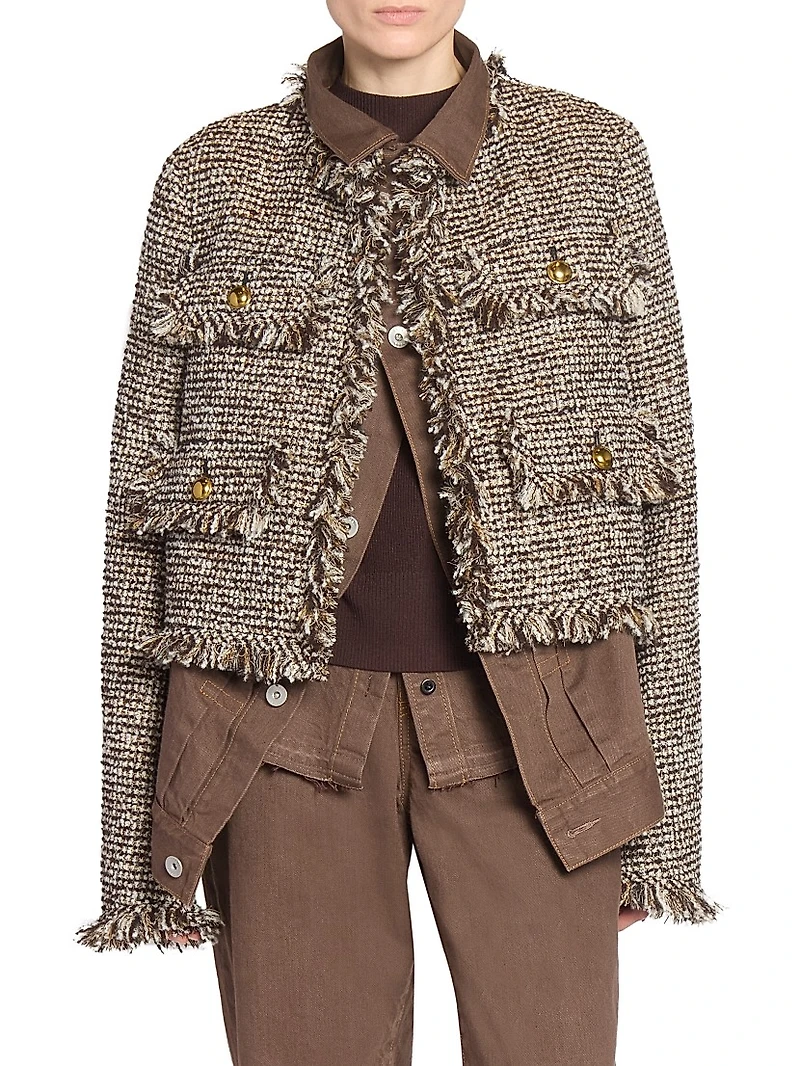 Wool-Blend Layered Tweed Jacket