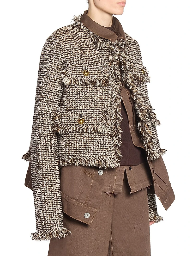 Wool-Blend Layered Tweed Jacket