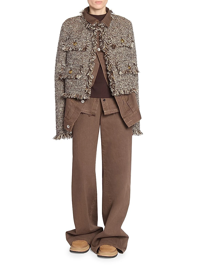 Wool-Blend Layered Tweed Jacket