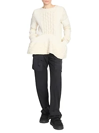 Cable-Knit Wool-Blend Peplum Sweater