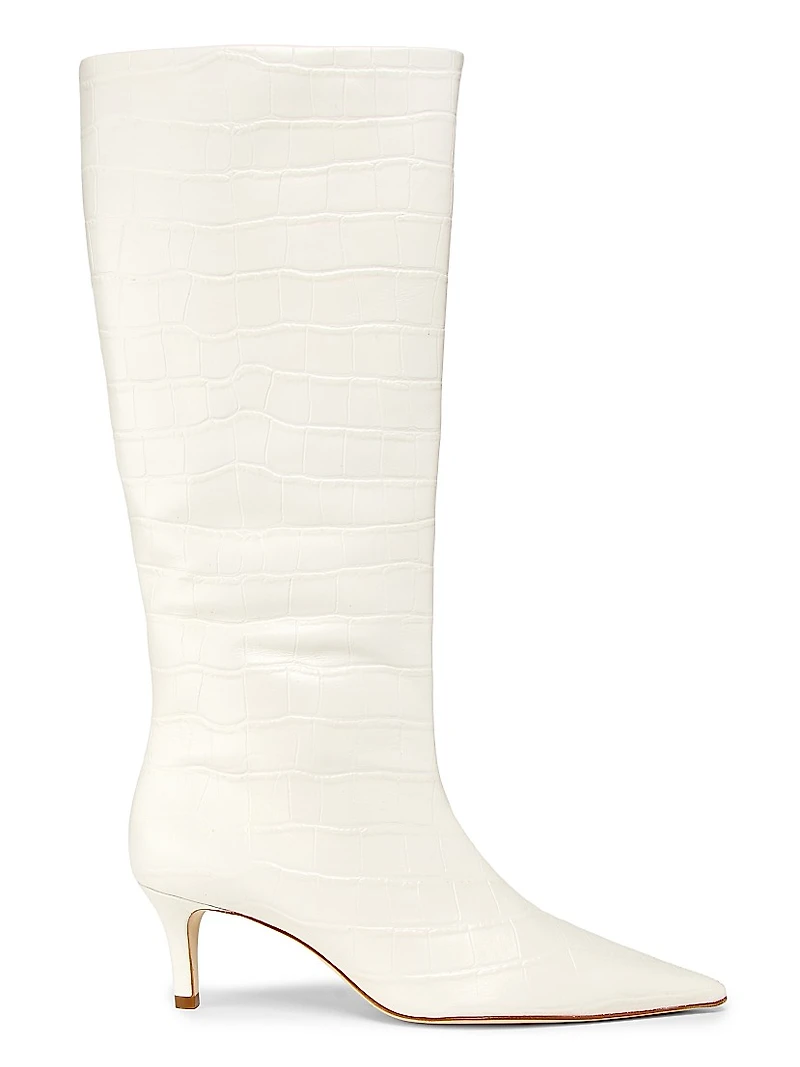 55MM Crocodile-Embossed Leather Knee-High Boots