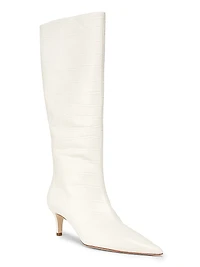 55MM Crocodile-Embossed Leather Knee-High Boots