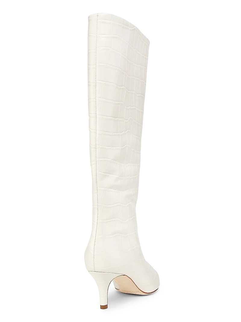 55MM Crocodile-Embossed Leather Knee-High Boots