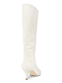 55MM Crocodile-Embossed Leather Knee-High Boots
