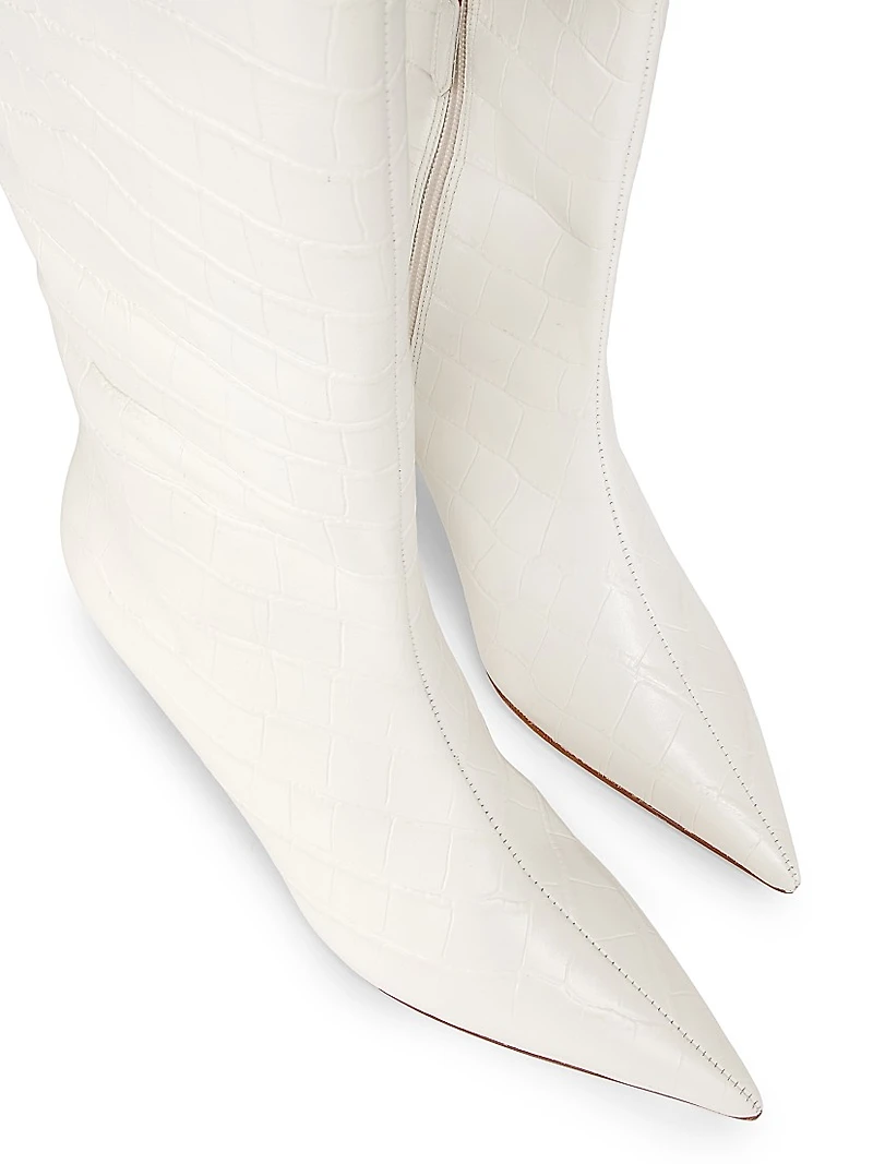 55MM Crocodile-Embossed Leather Knee-High Boots