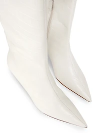 55MM Crocodile-Embossed Leather Knee-High Boots