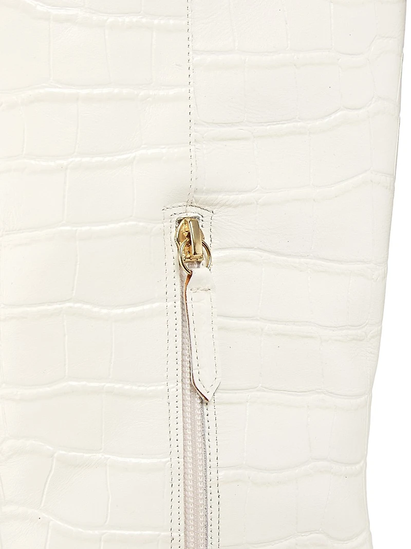 55MM Crocodile-Embossed Leather Knee-High Boots